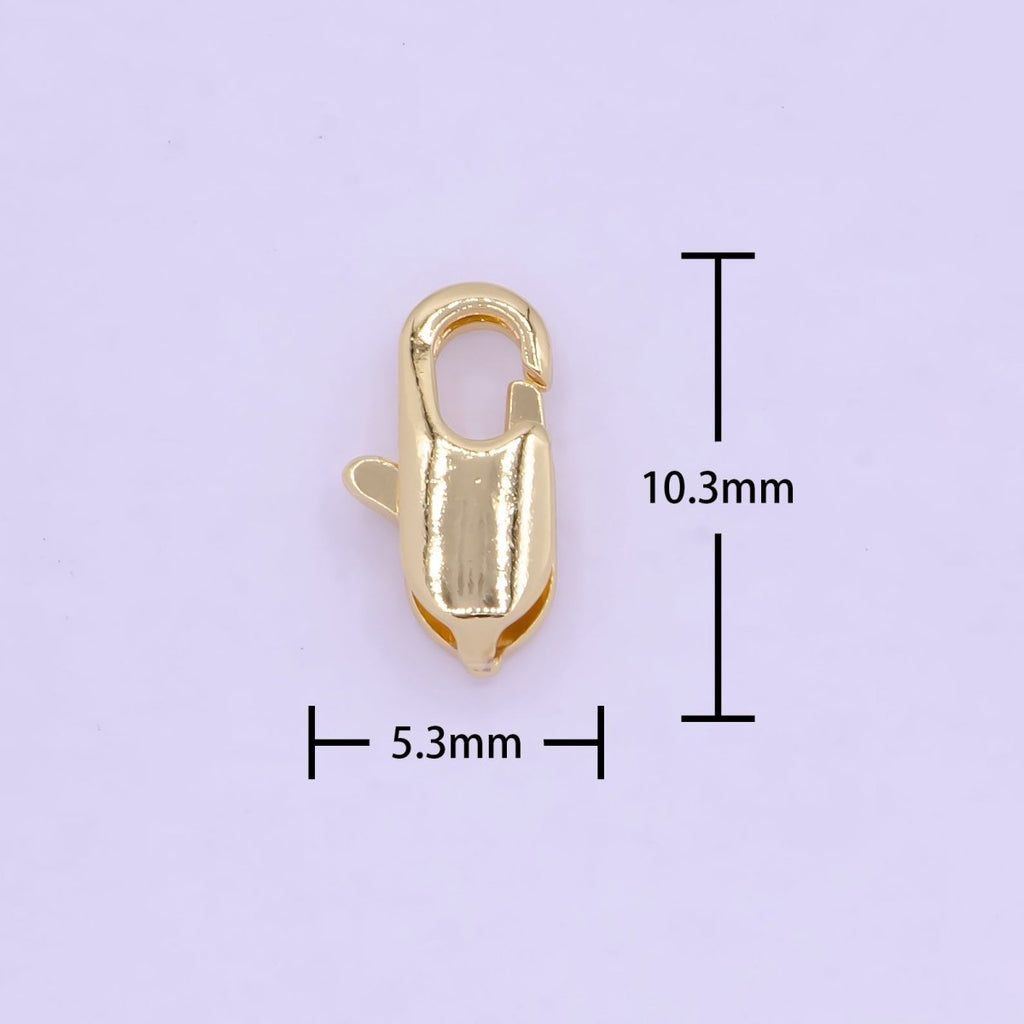 24K Gold plated Rectangular 10.3mm x 5.3mm Lobster Clasps Closure Supply L-845 - DLUXCA