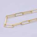 24K Gold plated Rectangular Paper Clip Unfinished Chain, 21.5mmX7mm Width Paperclip Chain For Jewelry Making | ROLL-696 Clearance Pricing - DLUXCA