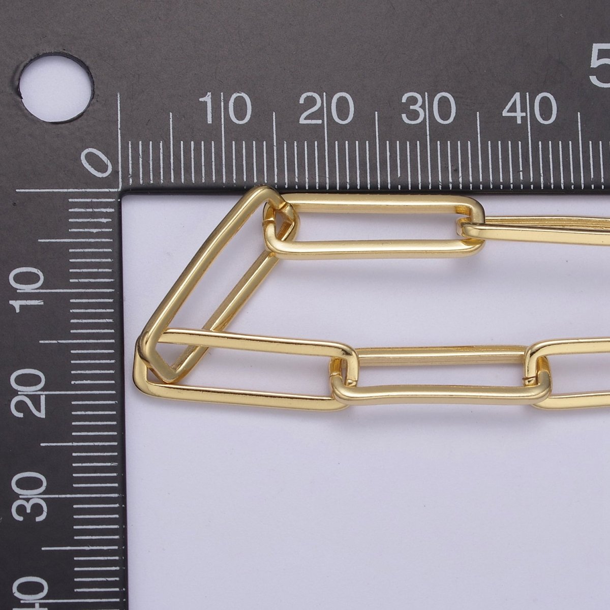 24K Gold plated Rectangular Paper Clip Unfinished Chain, 21.5mmX7mm Width Paperclip Chain For Jewelry Making | ROLL-696 Clearance Pricing - DLUXCA