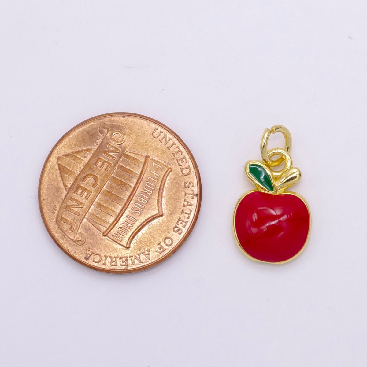 24K Gold plated Red Apple Fruit Charm D - 928 - DLUXCA