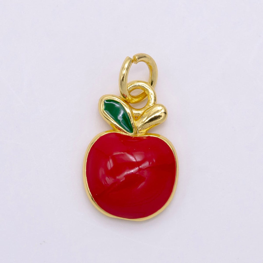 24K Gold plated Red Apple Fruit Charm D - 928 - DLUXCA