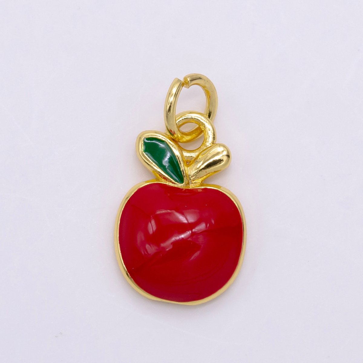 24K Gold plated Red Apple Fruit Charm D - 928 - DLUXCA