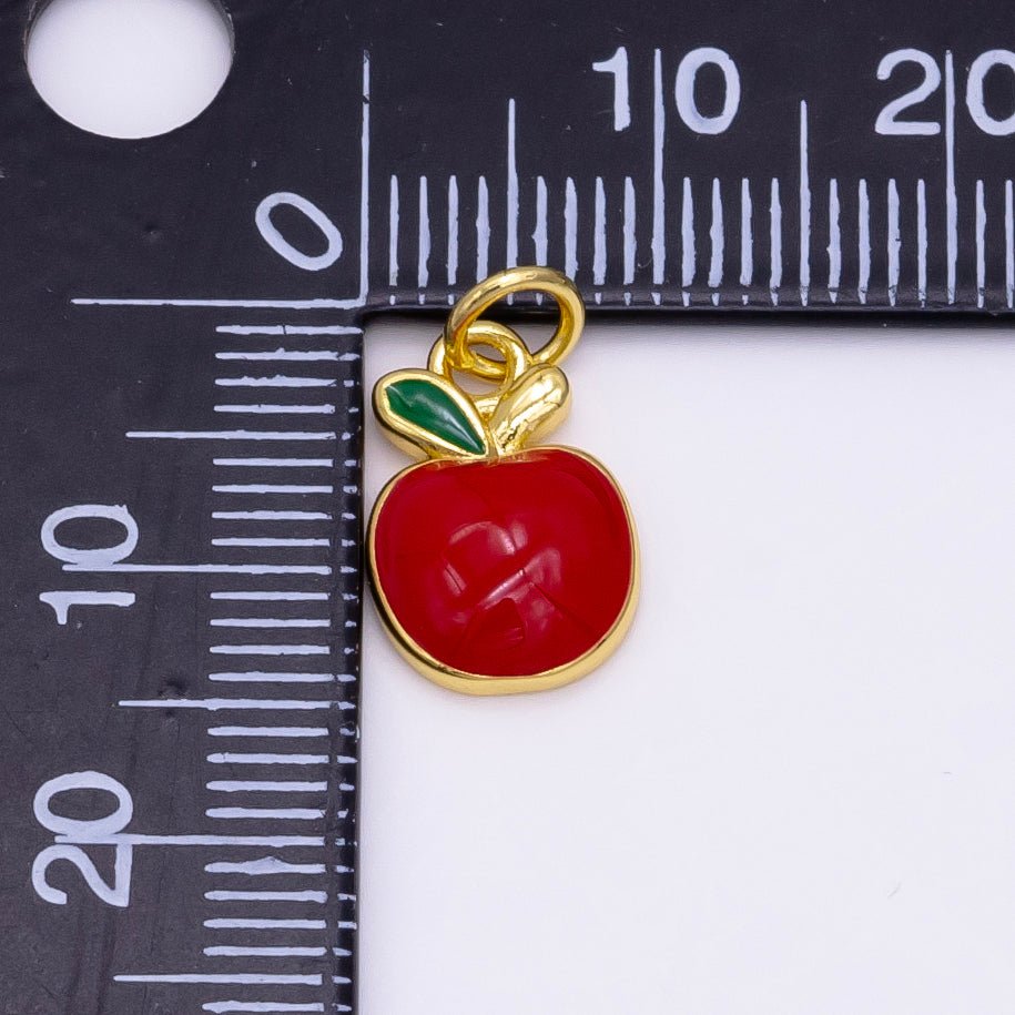 24K Gold plated Red Apple Fruit Charm D - 928 - DLUXCA