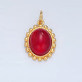 24K Gold plated Red Carnelian Cabochon Bubble Bezel Charm | X822 - DLUXCA