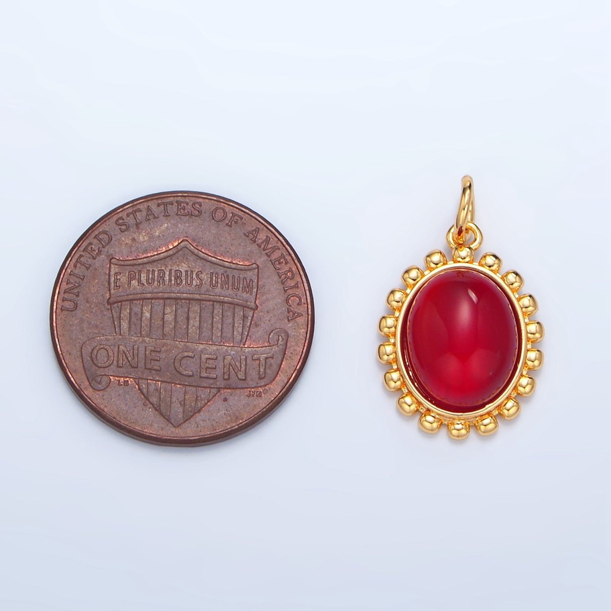 24K Gold plated Red Carnelian Cabochon Bubble Bezel Charm | X822 - DLUXCA