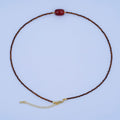 24K Gold plated Red Carnelian Gemstone Bead 17 Inch Necklace | WA - 2962 