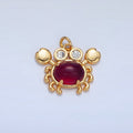 24K Gold plated Red Carnelian Gemstone CZ Crab Sea Animal Charm | W082 - DLUXCA