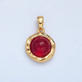 24K Gold plated Red Carnelian, Green Aventurine, Black Onyx Hammered Molten Bezel Pendant in Gold & Silver | AA969 AA974 AA987