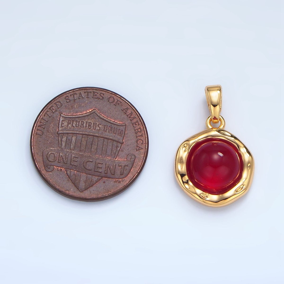 24K Gold plated Red Carnelian, Green Aventurine, Black Onyx Hammered Molten Bezel Pendant in Gold & Silver | AA969 AA974 AA987