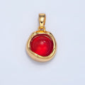 24K Gold plated Red Carnelian Molten Bezel Stamped Round Pendant | AA133 - DLUXCA