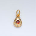 24K Gold plated Red CZ Dotted Teardrop Mini Charm | AG937 - DLUXCA