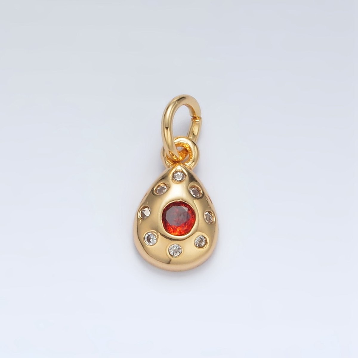 24K Gold plated Red CZ Dotted Teardrop Mini Charm | AG937 - DLUXCA