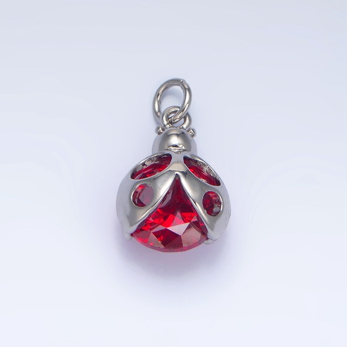 24K Gold plated Red CZ Ladybug Insect Charm in Gold & Silver | W063 - DLUXCA
