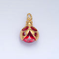 24K Gold plated Red CZ Ladybug Insect Charm in Gold & Silver | W063 - DLUXCA