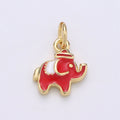24K Gold plated Red Elephant Enamel Charm D-931 - DLUXCA