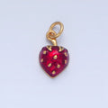 24K Gold plated Red Strawberry Fruit Enamel Charm | X827 - DLUXCA