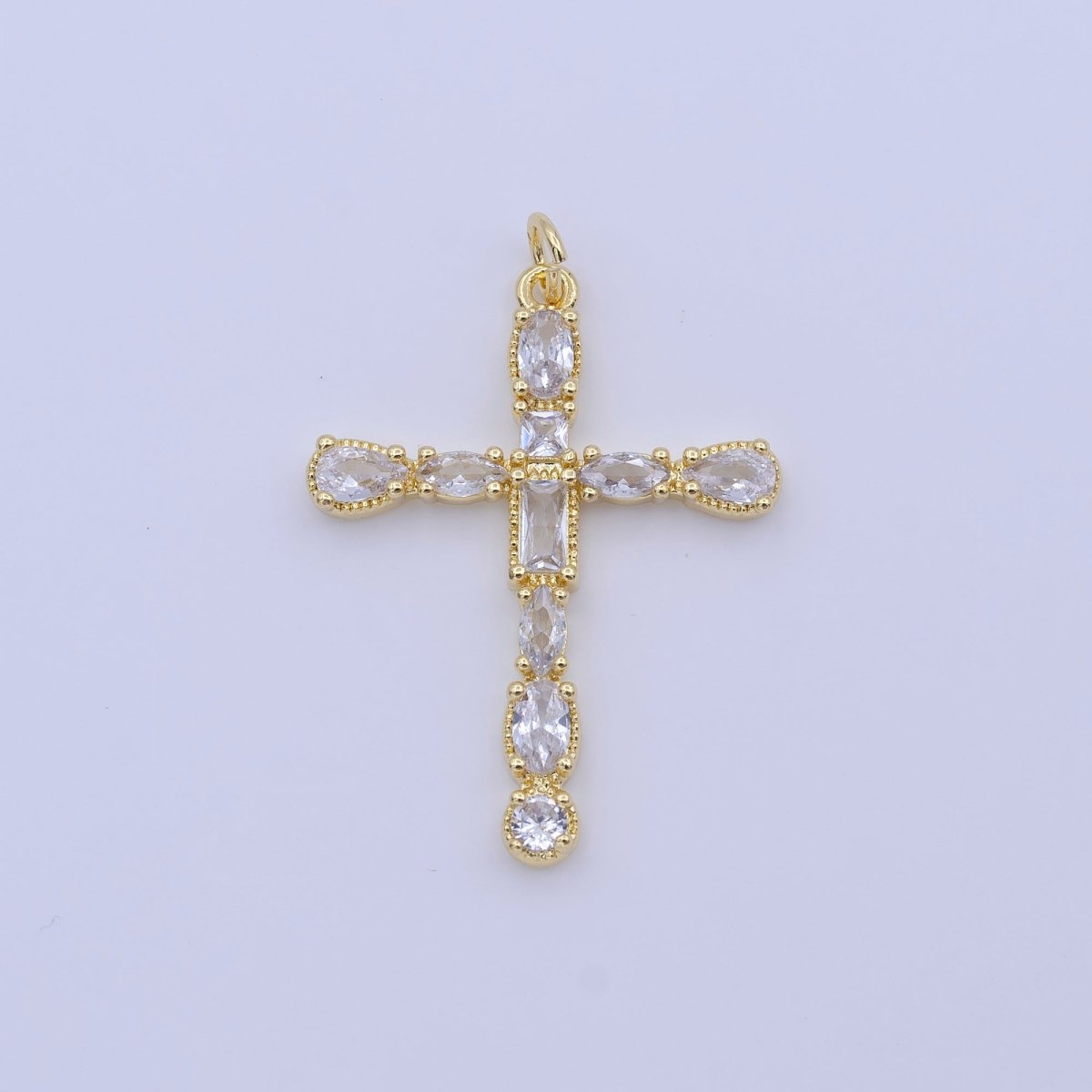 24K Gold plated Religious Cross Clear Cubic Zirconia Pendant Religious Jewelry | C-866 - DLUXCA