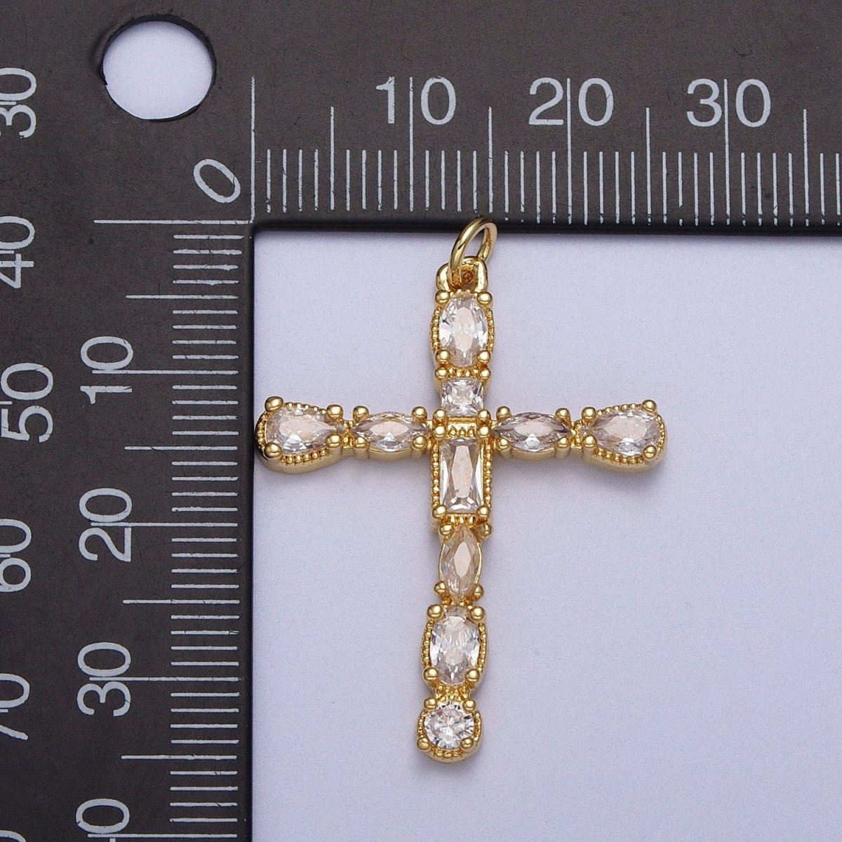 24K Gold plated Religious Cross Clear Cubic Zirconia Pendant Religious Jewelry | C-866 - DLUXCA