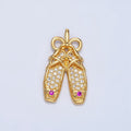 24K Gold plated Ribbon Ballet Dancing Shoes Micro Paved CZ Pendant in Gold & Silver | AA119