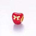 24K Gold plated Ribbon Red Enamel Geometric Bead | B080 - DLUXCA