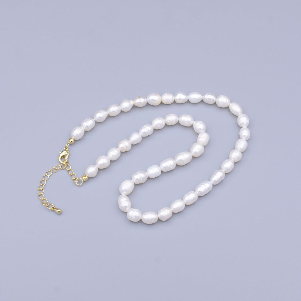 24K Gold plated Ringed Freshwater Pearl 14 Inch Choker Necklace | WA - 2913 
