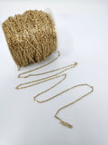 24K Gold plated Rolo Cable Chain by Yard, Gold plated Cable Rolo Chain by Yard, Wholesale Bulk Roll Chain For Jewelry Making, PAPER CLIP Chain | ROLL-043 Overstock Clearance Pricing - DLUXCA