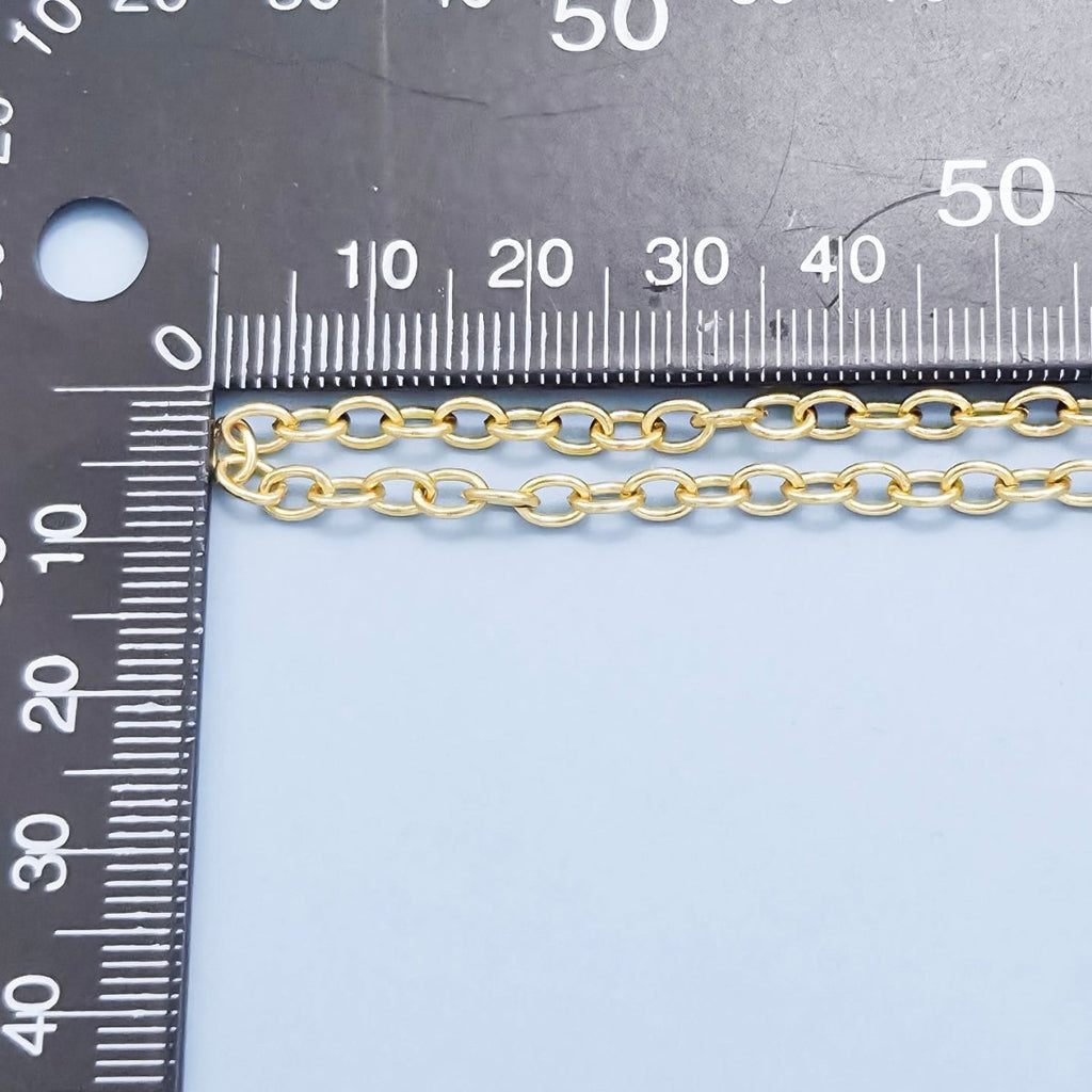 24K Gold plated Rolo Link Chain, 5X4mm Rolo Chain, Dainty Rolo Chain by Yard, Rolo Chain For Jewelry Making, Necklace, Bracelet, Anklet Supply Component | ROLL - 191 Clearance Pricing - DLUXCA
