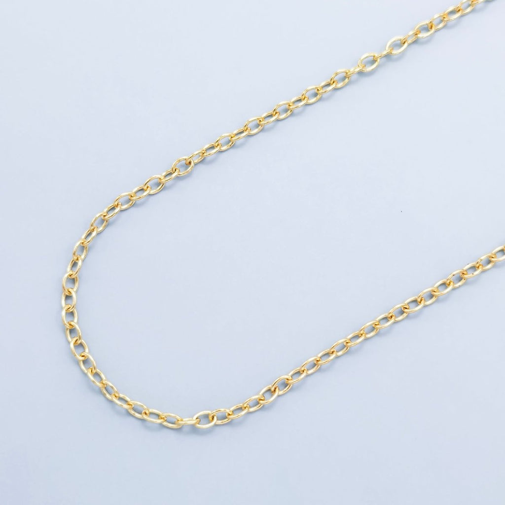 24K Gold plated Rolo Link Chain, 5X4mm Rolo Chain, Dainty Rolo Chain by Yard, Rolo Chain For Jewelry Making, Necklace, Bracelet, Anklet Supply Component | ROLL - 191 Clearance Pricing - DLUXCA