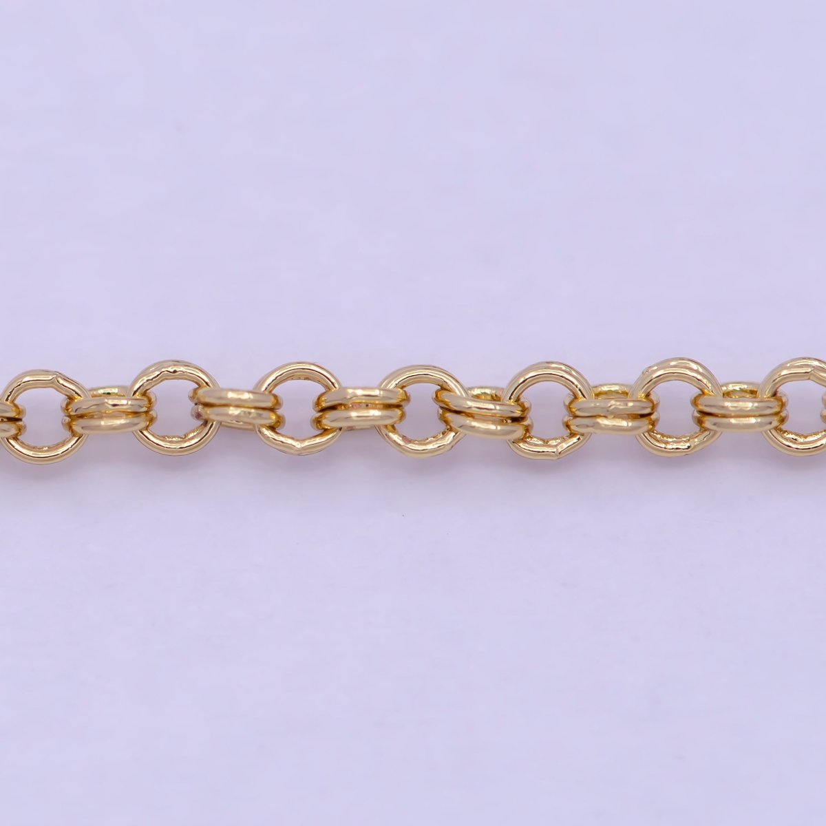 24K Gold plated Rolo Unfinished Chain by Yard, Double Rolo Bulk Wholesale Chain For Jewelry Making | ROLL-734 Clearance Pricing - DLUXCA