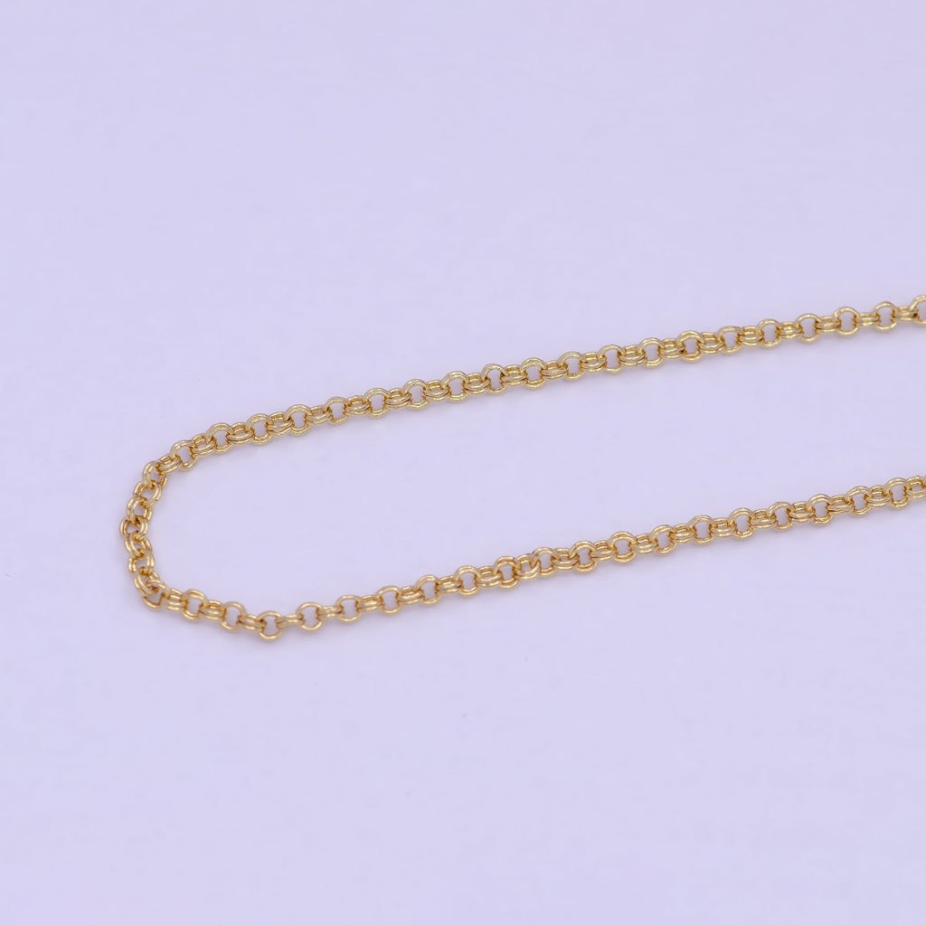 24K Gold plated Rolo Unfinished Chain by Yard, Double Rolo Bulk Wholesale Chain For Jewelry Making | ROLL-734 Clearance Pricing - DLUXCA