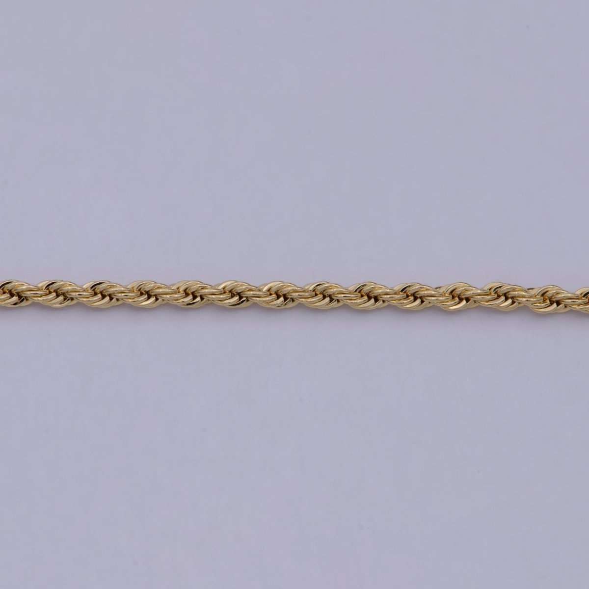 24K Gold plated Rope Chain by Yard, Gold Twisted Chain by Yard, Wholesale Roll Chain for Jewelry Making 2.2mm Thickness | ROLL-587 Clearance Pricing - DLUXCA