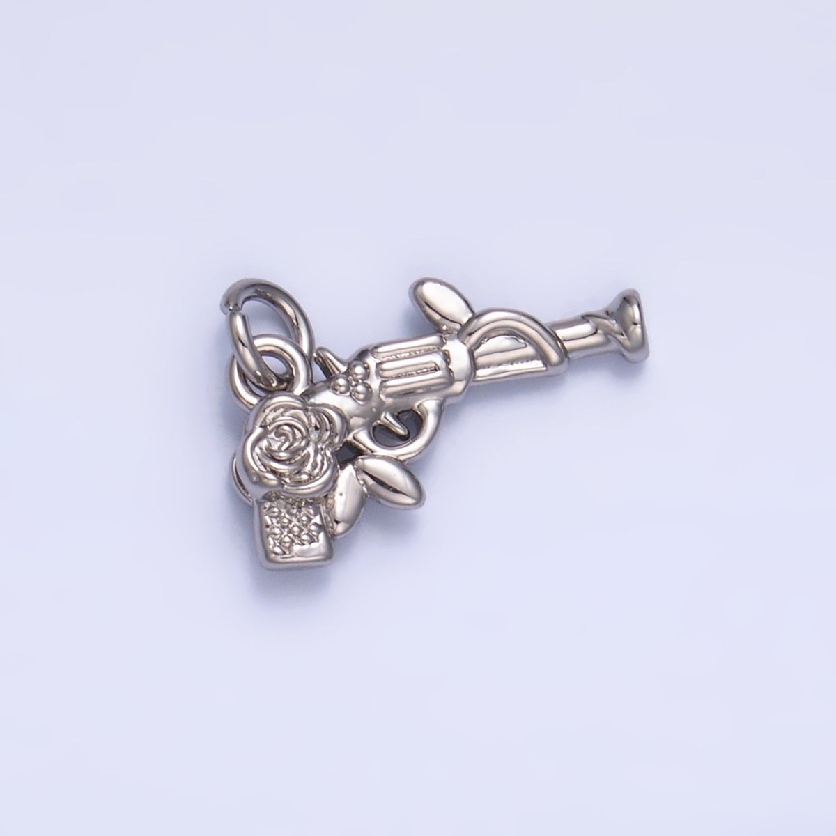 24K Gold plated Rose Flower Gun Weapon 3D Multidimensional Charm in Gold & Silver | W345 - DLUXCA
