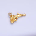 24K Gold plated Rose Flower Gun Weapon 3D Multidimensional Charm in Gold & Silver | W345 - DLUXCA