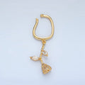 24K Gold plated Rose Flower Micro Paved CZ Marquise Drop Ear Cuff Earrings | AI170 - DLUXCA