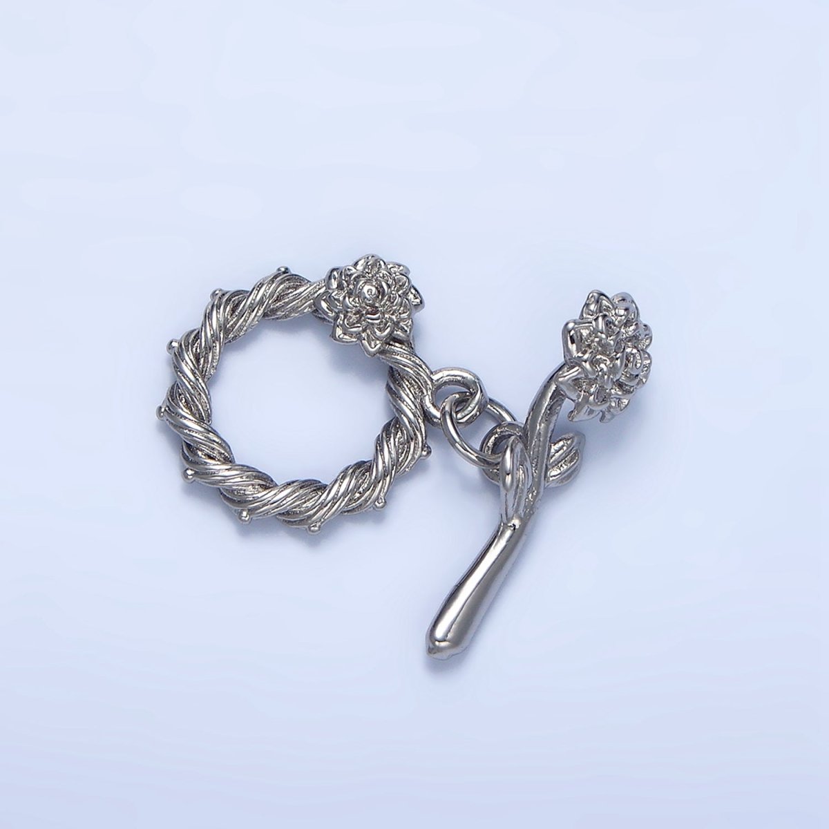 24K Gold plated Rose Flower Twisted Ribbed Artisan Toggle Clasps Closure Findings | Z995 - DLUXCA