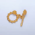 24K Gold plated Rose Flower Twisted Ribbed Artisan Toggle Clasps Closure Findings | Z995 - DLUXCA