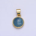 24K Gold plated Rose Quartz, Aventurine, Labradorite, Blue Agate, Amethyst Round Pendant | AA195 - AA199 - DLUXCA