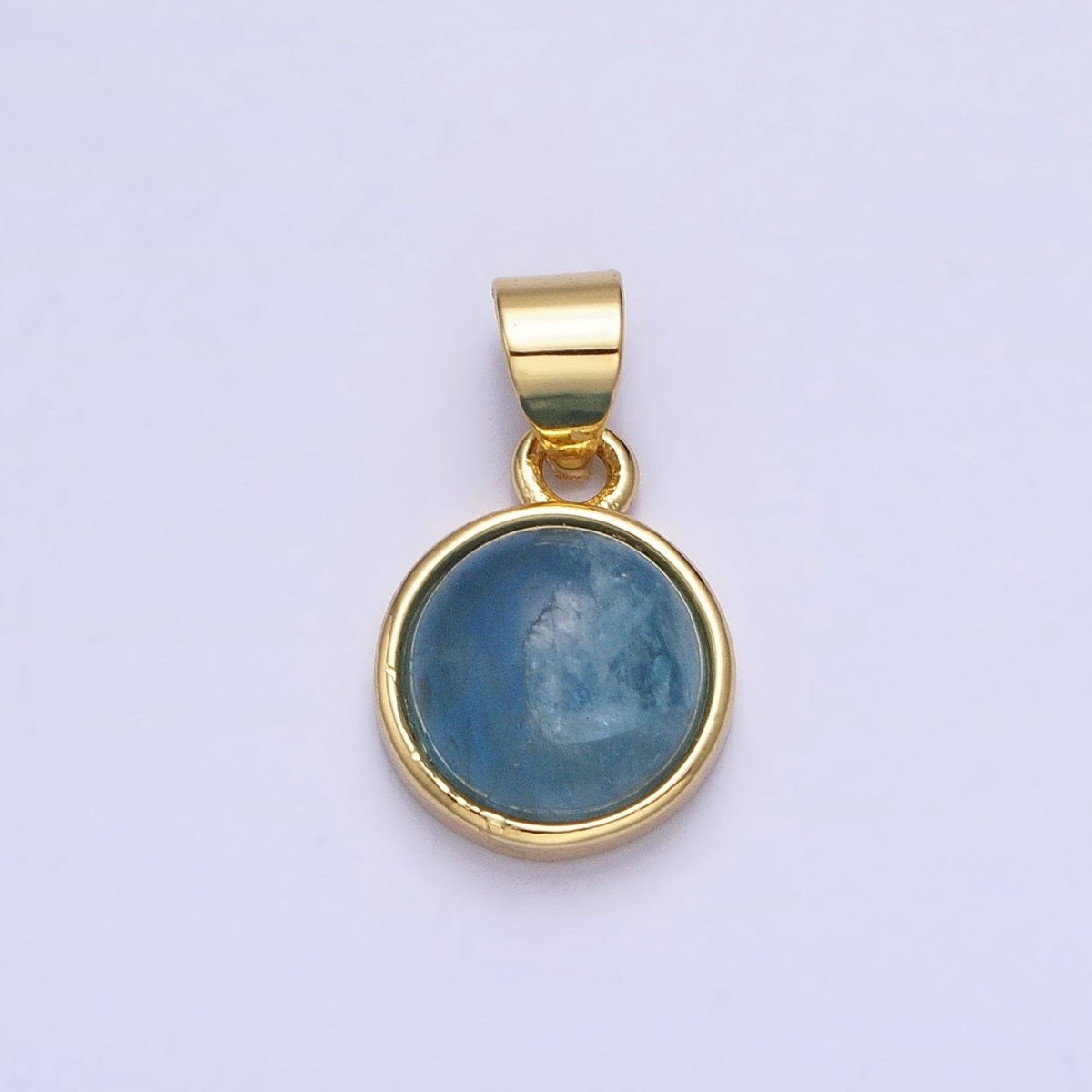 24K Gold plated Rose Quartz, Aventurine, Labradorite, Blue Agate, Amethyst Round Pendant | AA195 - AA199 - DLUXCA