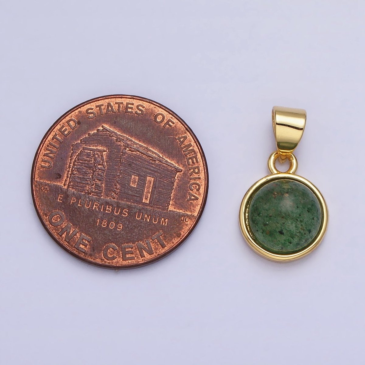 24K Gold plated Rose Quartz, Aventurine, Labradorite, Blue Agate, Amethyst Round Pendant | AA195 - AA199 - DLUXCA