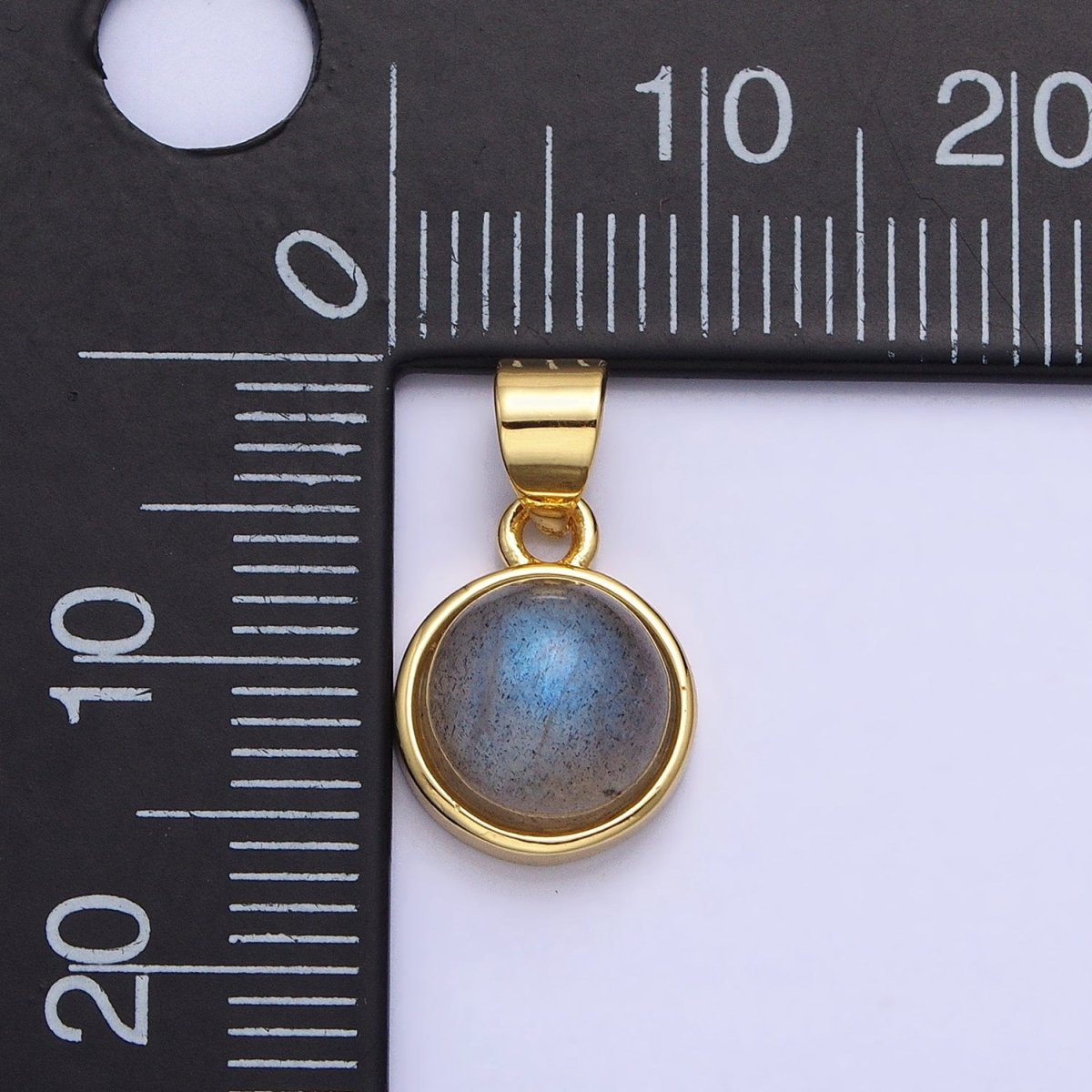24K Gold plated Rose Quartz, Aventurine, Labradorite, Blue Agate, Amethyst Round Pendant | AA195 - AA199 - DLUXCA