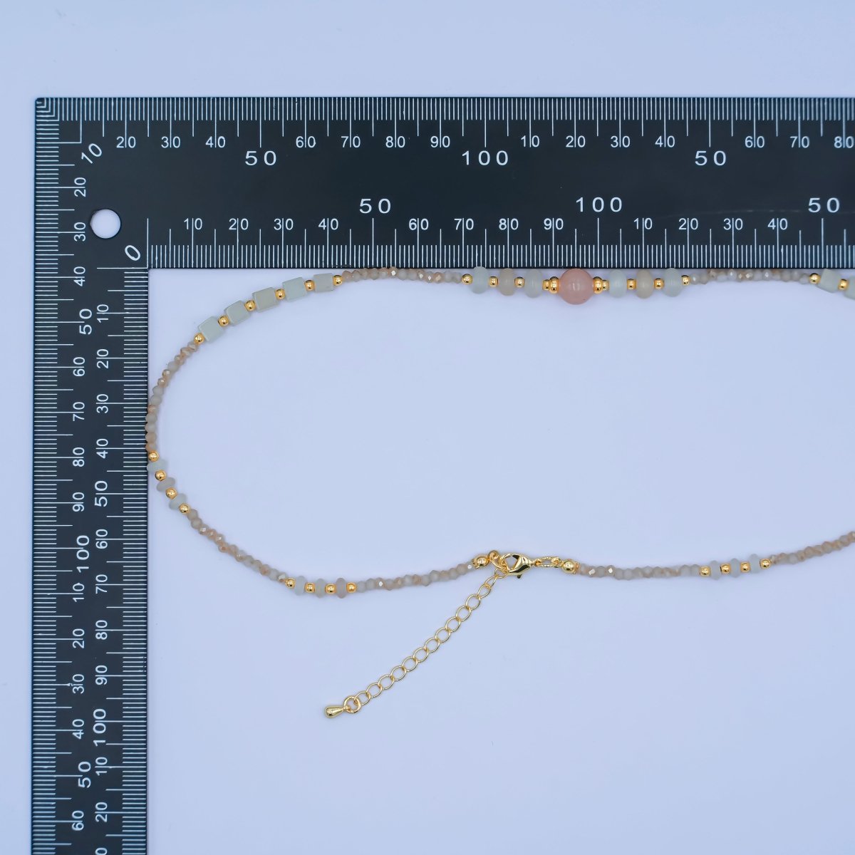 24K Gold plated Rose Quartz Gemstone Bead 17 Inch Necklace | WA - 2964 - DLUXCA