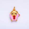 24K Gold plated Rotund Hippopotamus Enamel Charm | W243 