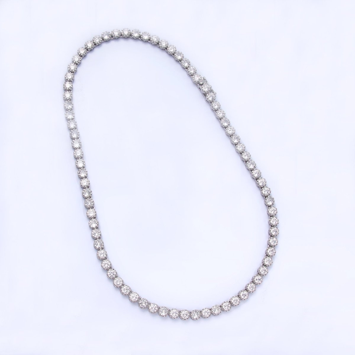 24K Gold plated Round CZ Encapsulate Tennis Chain 16 Inch Necklace in Gold & Silver | WA - 3025 WA - 3026 - DLUXCA