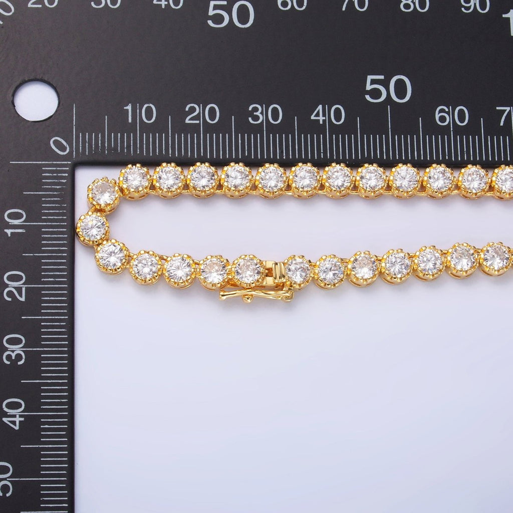 24K Gold plated Round CZ Encapsulate Tennis Chain 16 Inch Necklace in Gold & Silver | WA - 3025 WA - 3026 - DLUXCA