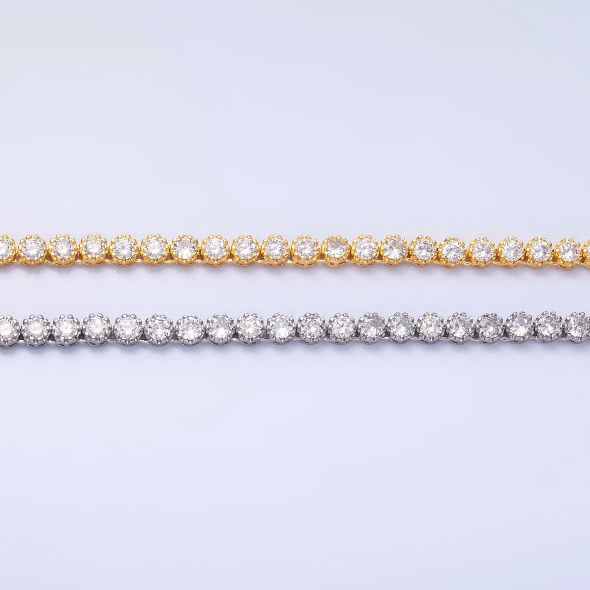 24K Gold plated Round CZ Encapsulate Tennis Chain 16 Inch Necklace in Gold & Silver | WA - 3025 WA - 3026 - DLUXCA