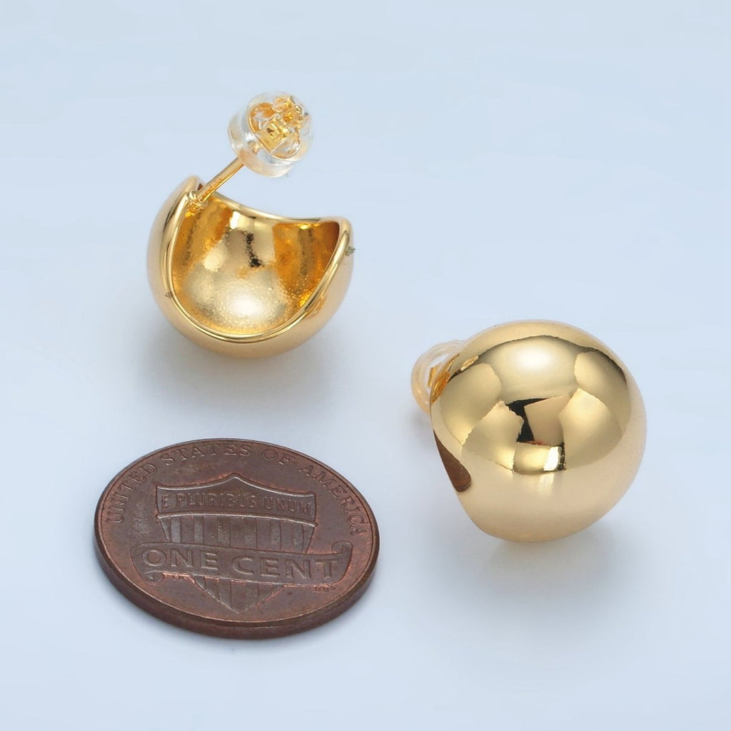 24K Gold plated Round Dome Mini Stud Earrings | AD632 - DLUXCA