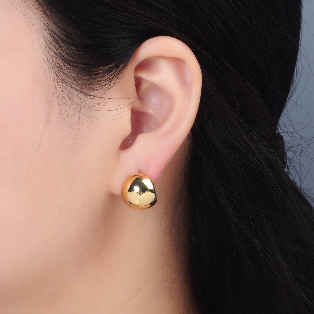 24K Gold plated Round Dome Mini Stud Earrings | AD632 - DLUXCA