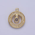 24K Gold plated Round Micro Paved Open Pendant H-360 - DLUXCA