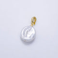 24K Gold plated Round White Biwa Freshwater Pearl Snap Latch Bail Pendant | P1891 - DLUXCA