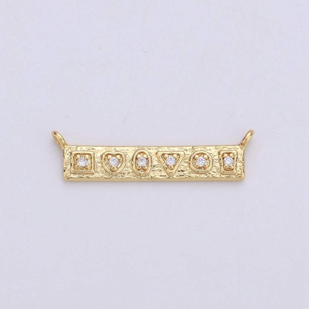 24K Gold plated Rustic Geometric Shape Connector with Micro Pave Multi Color Cubic Charm double bail for Necklace or Bracelet F-358 F-359